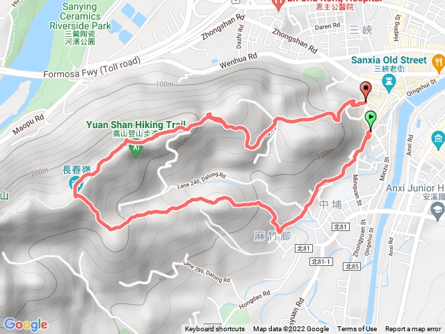三峽老街-鳶尾山-福德坑山東峰-長春嶺-鳶山岩-三峽老街