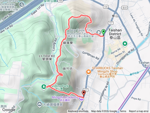 辭修公園～山腳頂山～尖凍山～瓊仔湖山、北峰～義學坑步道 （新北泰山）預覽圖