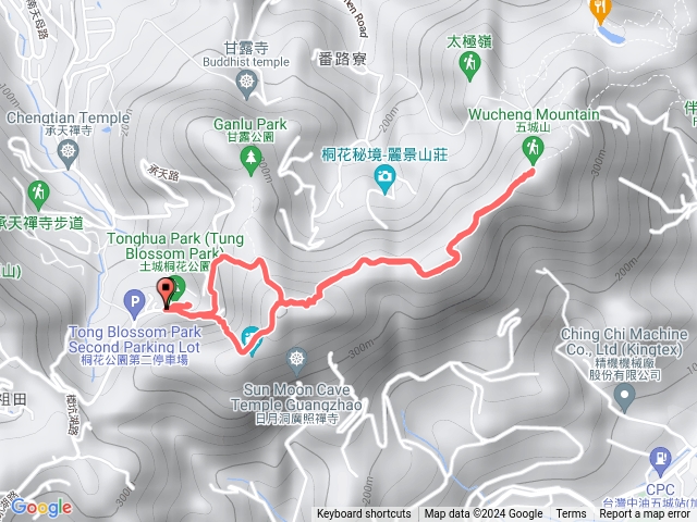桐花公園第一同車場-天上山-五城山-望月亭-桐花第一停車塲