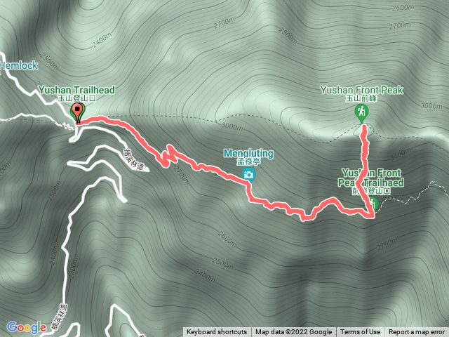 玉山前峰登山口來回