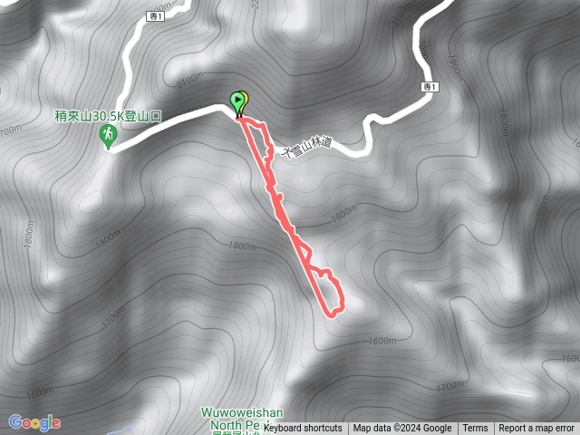 雨中的屋我尾山（大雪山林道入口）