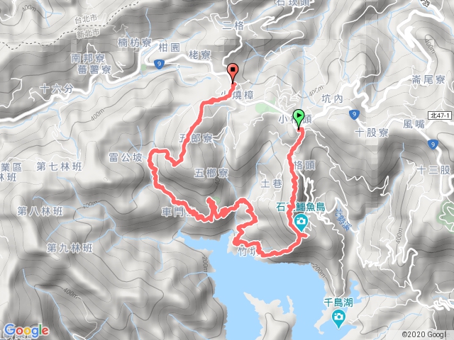 小格頭站-鱷魚頭觀景點-雷公埤山-竹坑古道-二格公園站