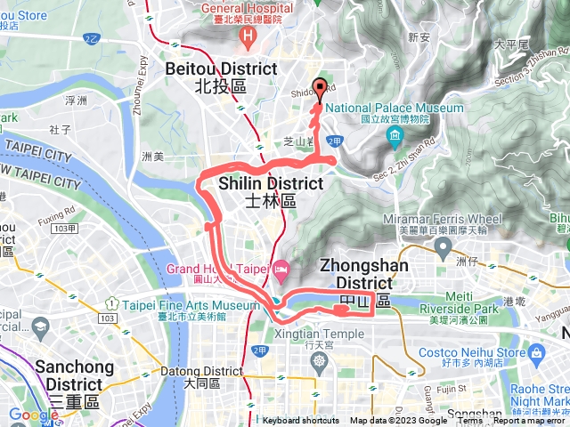 大佳河濱公園：(去)基隆河右岸_回(基隆河左岸)