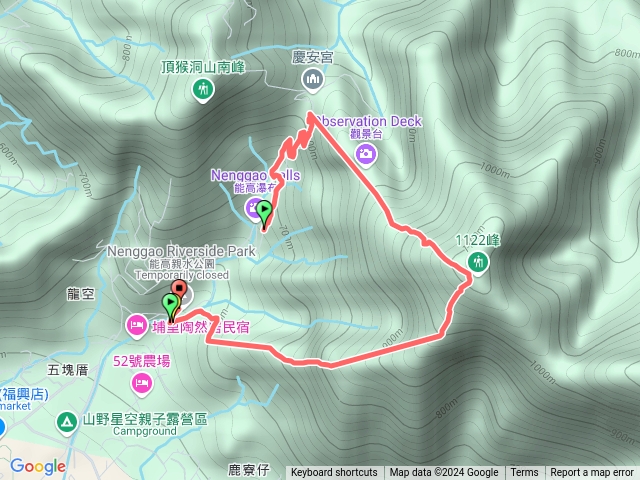 能高瀑布，慶安宮，1122峰（福興山）O繞