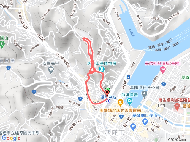 基隆火車站→KEELUNG地標→曾子寮山(飛鳳山)→大德山→通淮宮→基隆火車站