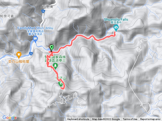 帽子山、瀑布步道