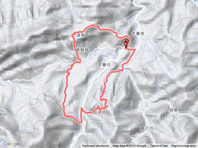 2023-08-05平溪旭東橋-東勢格山-臭頭山-咸豐嶺古道-東勢格茶販古道-竿蓁坑古道-芊蓁坑-張福宮-高德坑山(上東勢格山)-高德坑古道O行