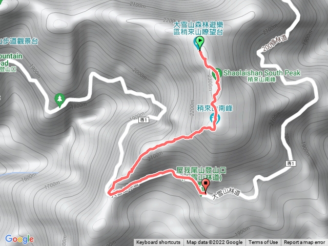 稍來山—稍來山南峰—林道30.5K—屋我尾山登山口