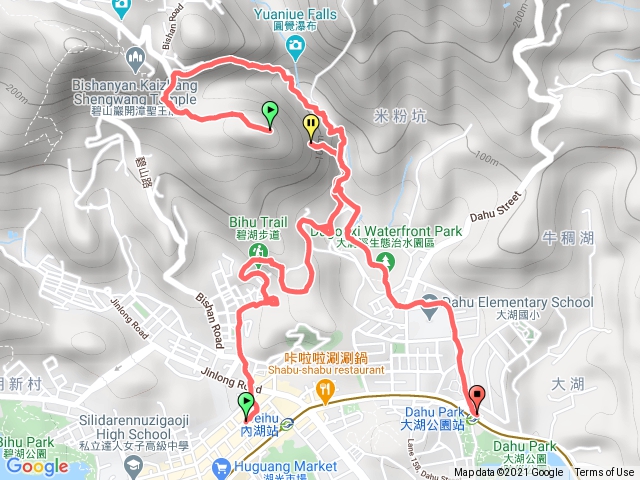 內湖站-碧山巖步道-鯉魚山-大湖公園