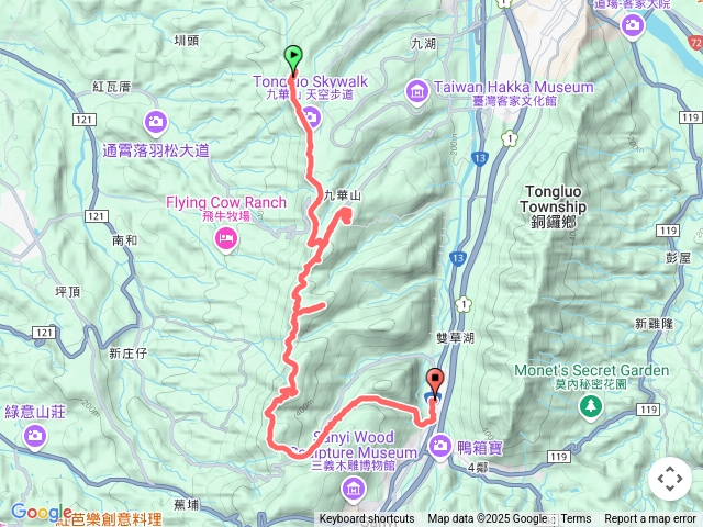 苗栗賞桐行程 : “三銅縱走” (九華山天空步道~三義車站)