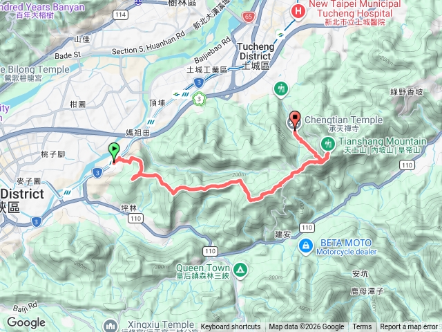 長壽山前峰～長壽山～成福山～十八羅漢岩～石門內尖山～石門內尖山東峰～天上山～承天禪寺。（新北三峽、土城）預覽圖