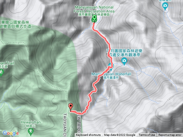東滿步道滿月圓插天山登山口折返