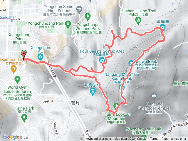 1/21/24 靈雲宮-象山-虎山-豹山-獅山-九五峰 折返