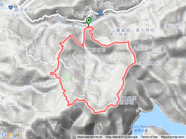2022.2.12石頭公廟-雙峰瀑布-雞心尖前峰主峰-中嶺山-石碇後山-赤腳蘭山-暗寶劍鞍山-551峰-雙坑山O型