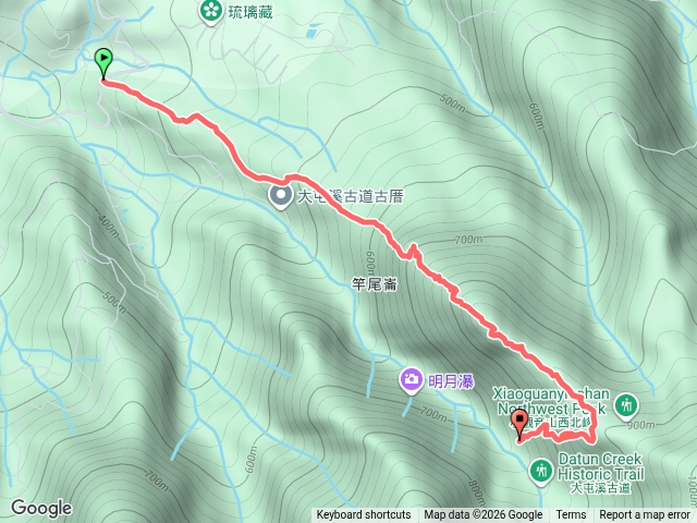 竿尾崙古道--竿尾崙山--清涼崙--大屯溪古道預覽圖