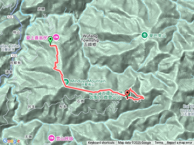 114714(一)愛上喜翁民宿登山口民都有山北峰民都有山西高橋山高橋山霞喀羅古道石鹿登山口(7小時)