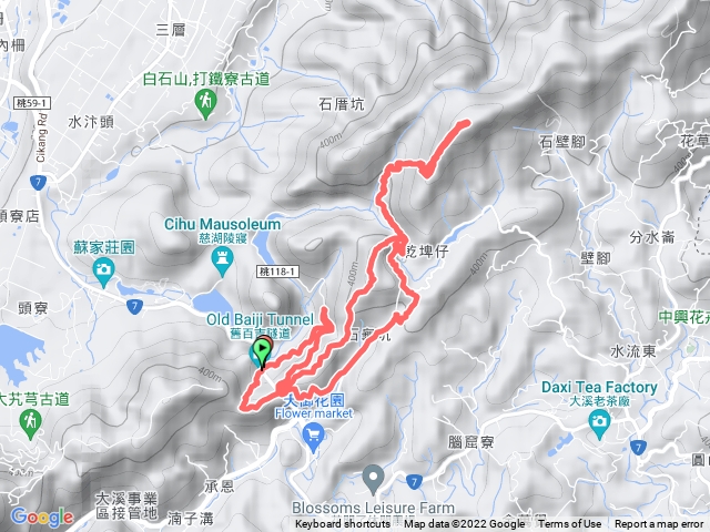 石龜坑山、白石山、百吉隧道