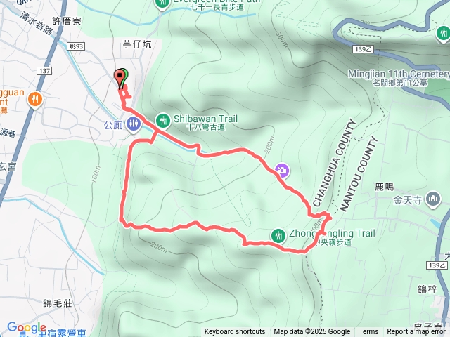 中央嶺步道接十八彎古道O型