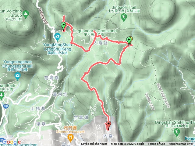 冷水坑、七股山、擎天崗山、竹篙山、內寮縱走