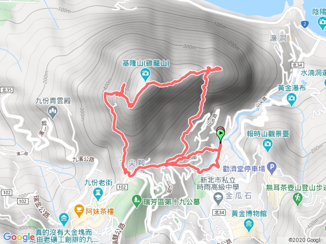 金瓜石土雞城（石山橋登山口）~基隆山東峰~基隆山主峰O繞