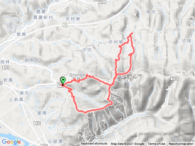 2021-10-17 新竹芎林修心宮登山口~石壁潭山~中坑山～大板根～飛鳳山O繞