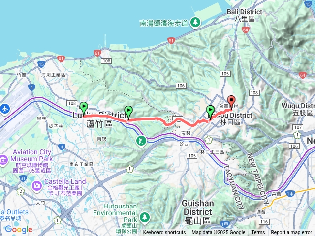 林口竹林山觀音寺到機場捷運山鼻站