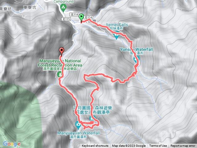 雲心瀑布+森山瀑布+阿花瀑布+組合山+滿月圓山+處女瀑布