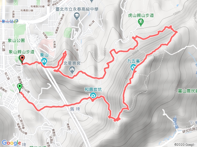 拇指山-九五峰-虎山步道-象山六巨石-一線天-象山登山口連走