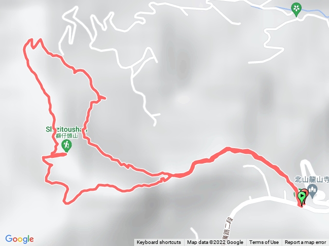 獅仔頭山登山口→觀獅坪→大樟樹→獅仔頭山前峰→防番古碑→石寮遺址→磺窟戰俘營遺址→一等三角點→大土匪洞→獅尾山登山口→獅腰古道入口→觀獅坪→獅仔頭山登山口