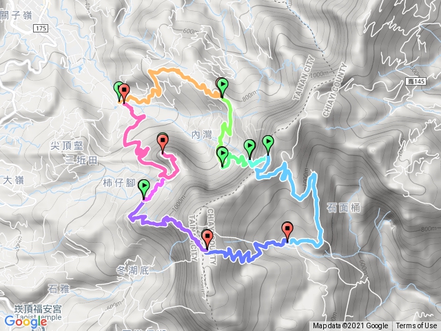 關仔嶺雞胸山、九龍山、石面桶、大凍山、雞籠山環形