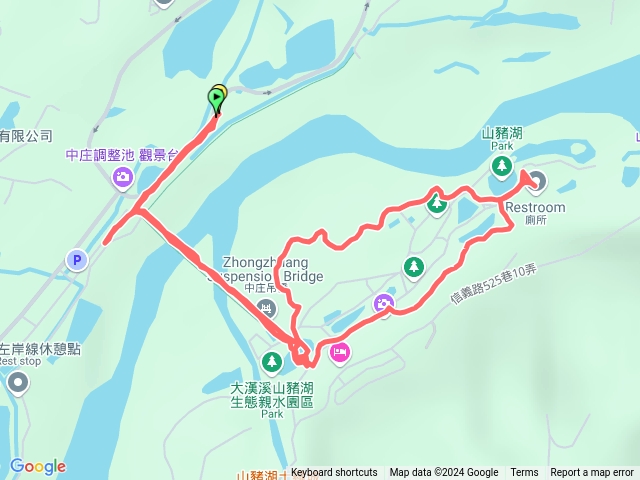 「步道悠遊」中庄吊橋山豬湖生態親水公園步道O型