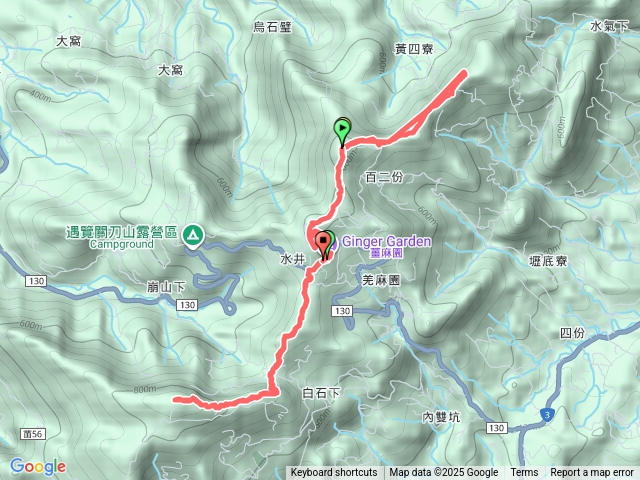 出關古道西段(關聖段)→關刀山→出關古道東段→新百二分山(菜壽凸)→十分崠古道→鹿仔望峰預覽圖