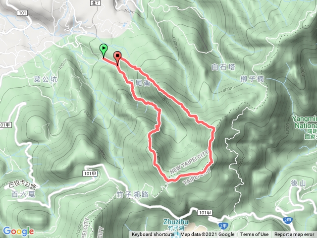 大屯溪·小觀音山群峰·竿尾崙O形