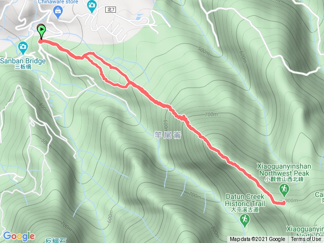 竿尾崙古道-竿尾崙-大雄峰-佛眼石-小觀音西北峰