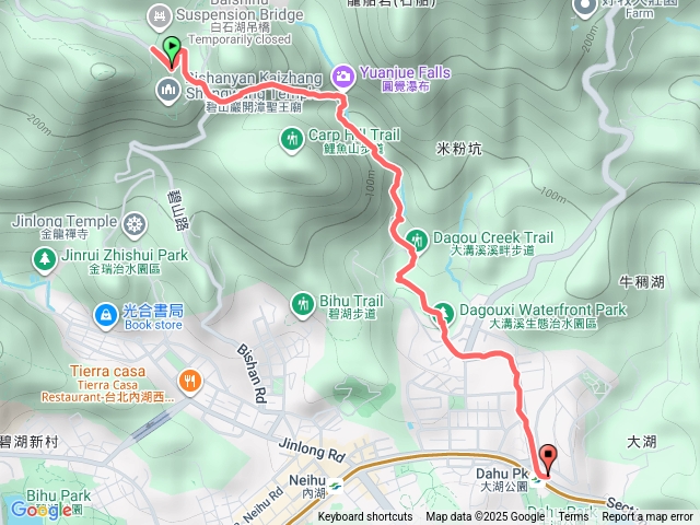 白石湖吊橋-圓覺瀑布-大溝溪步道-大湖公園站