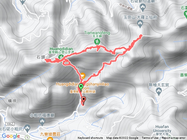 220405皇帝殿東西峰O形路線 東峰(小粗坑)登山口→天王廟→皇帝殿西峰→天王峰→皇帝殿東峰→東峰(小粗坑)登山口
