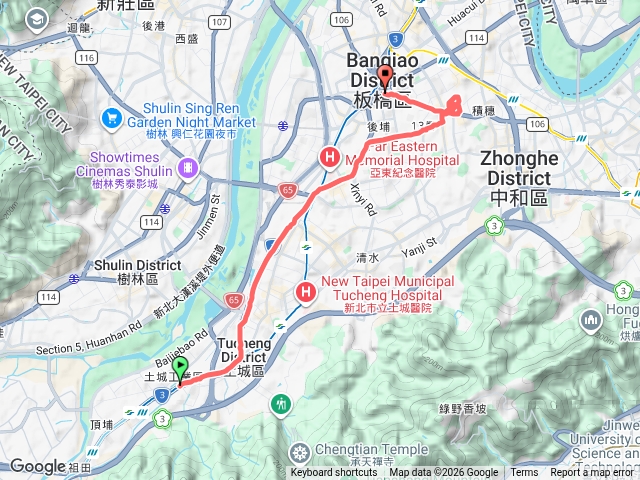 永寧到中和環球到府中