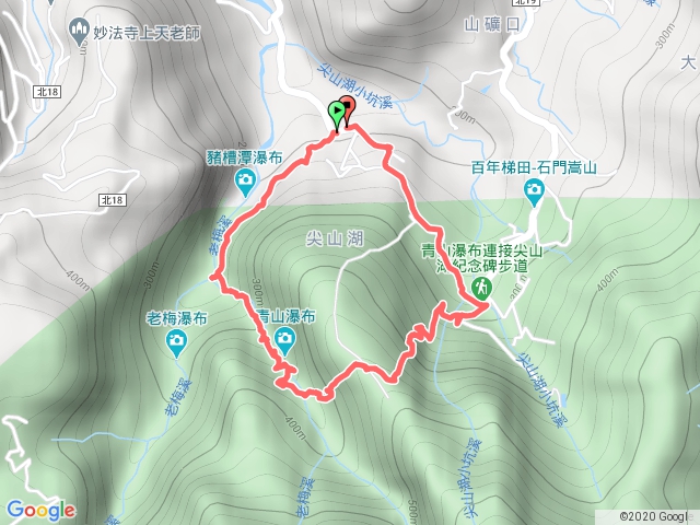 青山瀑布步道、尖山湖步道O型走