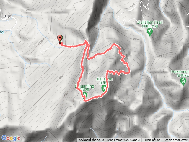 大坪→杜鵑嶺→加里山→避難山屋→大坪(大O型)