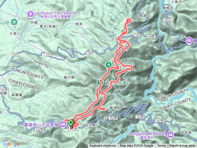 嘉義梅山兩天一夜縱走行程 : 雲嘉18連峰D1前段九連峰。(太平山西峰/太平山/黎子腳山/馬鞍山/二尖山/大尖山/後棟仔山/樟湖山/碧湖山)預覽圖