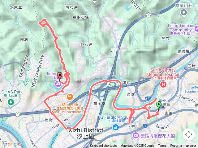 20250228 兩輪+兩腿  汐止火車站  汐止基隆河左岸自行車道  O繞金龍湖 翠湖 內溝山    (回走到在金龍南岸地標時  手機突然掛了)預覽圖