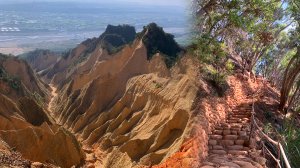 苗栗三義｜火炎山步道｜惡地大峽谷．山風狂烈窄稜陡坡