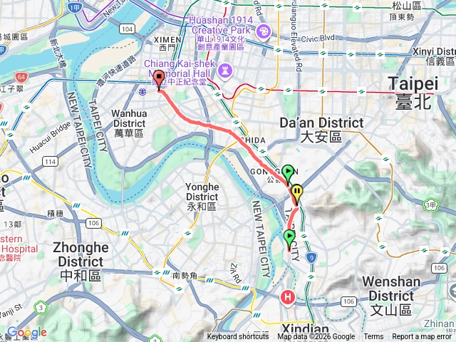 汀州路四段(萬慶街)到一段(艋舺大道)