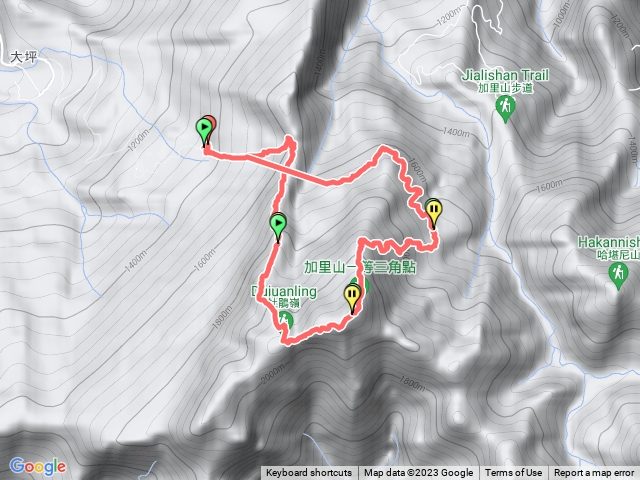 大坪登山口杜鵑嶺上山屋二坪林道回