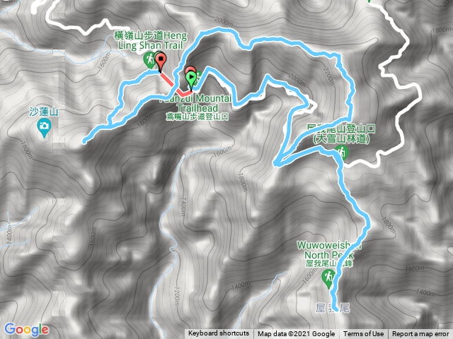 橫嶺山鳶嘴山稍來山屋我尾山