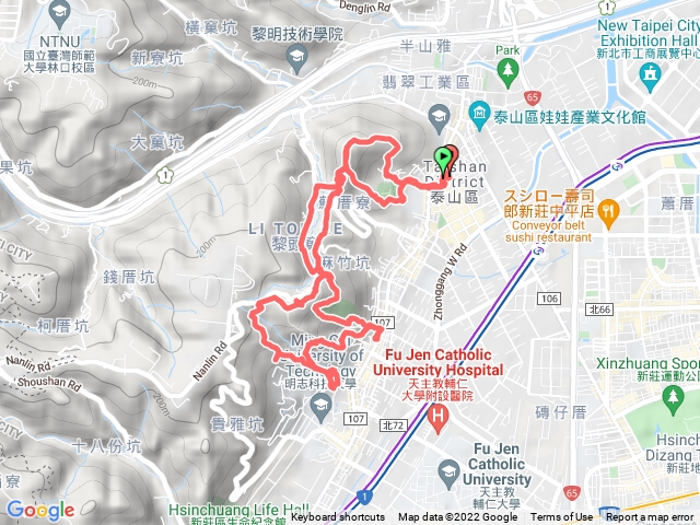 今天要走 辭修公園-尖凍山步道-瓊仔湖福德宮-山頂公園-頂泰山巖-明志書院-義學坑步道-產業道路-寶凰宮-尖凍山-2022/01/04