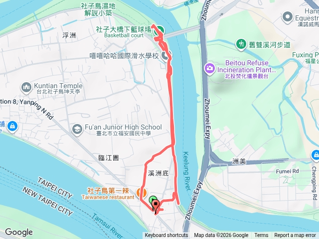 2026-05-27 社子日光水岸廣場賞花海─基隆河左岸自行車道→日光水岸廣場花海→社子大橋下遊戲區→龍舟碼頭