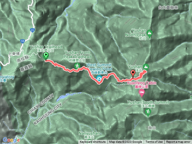 玉山Day1：登山口-＞排雲山莊-＞主峰-＞排雲山莊