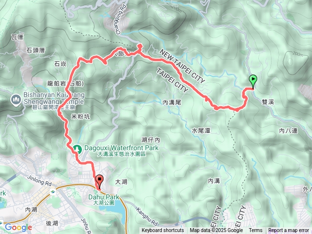 水尾潭山-西北峰-大邱田山東峰-石門洞-開眼山-龍船岩山-大溝溪步道