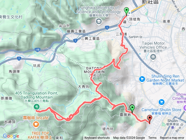 青龍嶺大棟山大青亢崙尖棟山大同山樹林火車站